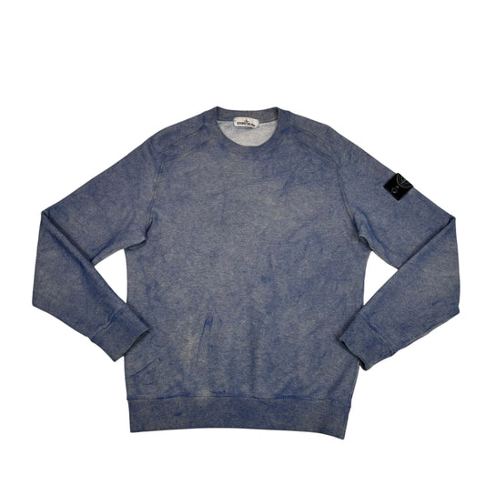 Stone Island Blue Dust Treatment Compass Patch Crewneck Jumper