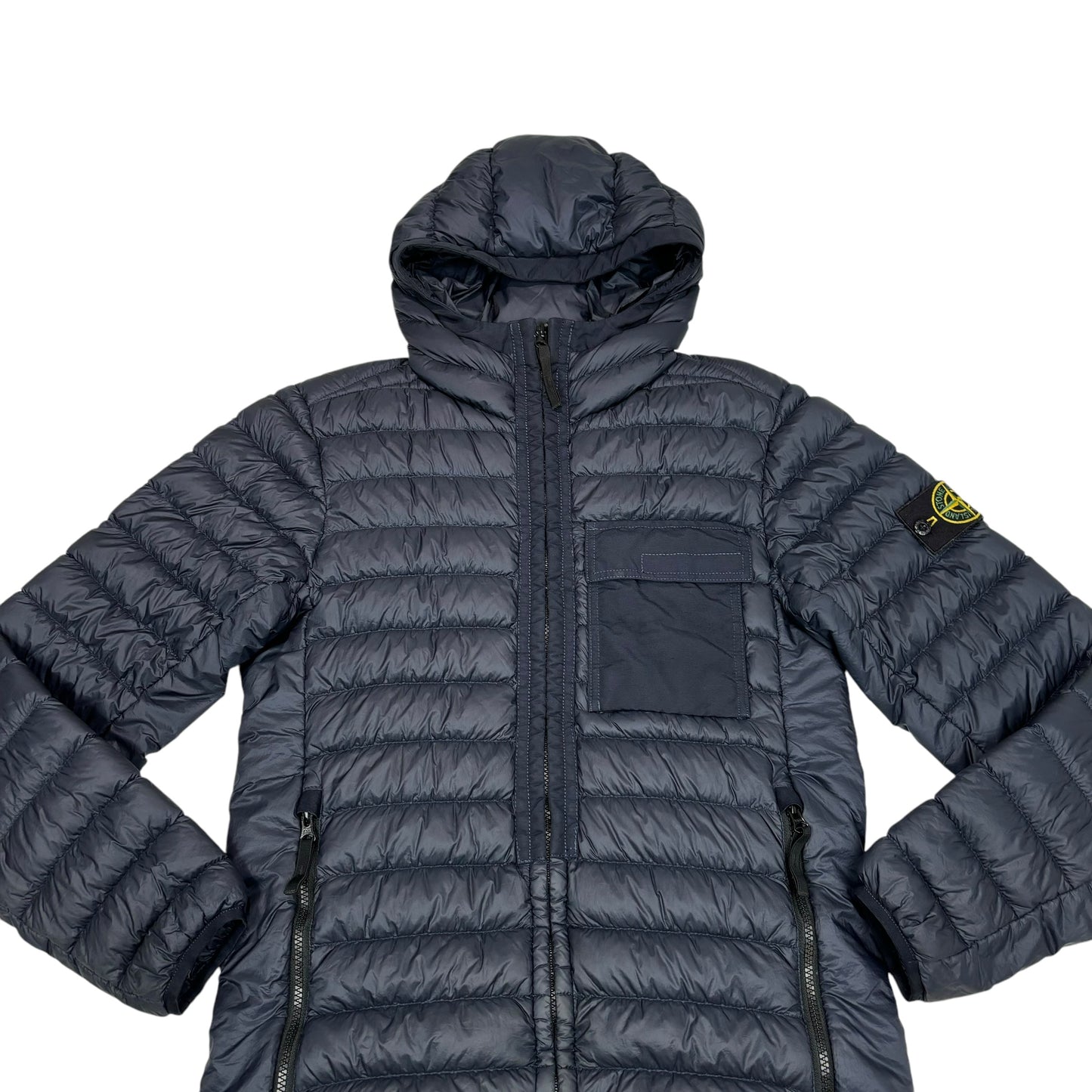 Stone Island Navy Blue Garment Dyed Micro Yarn Down Jacket