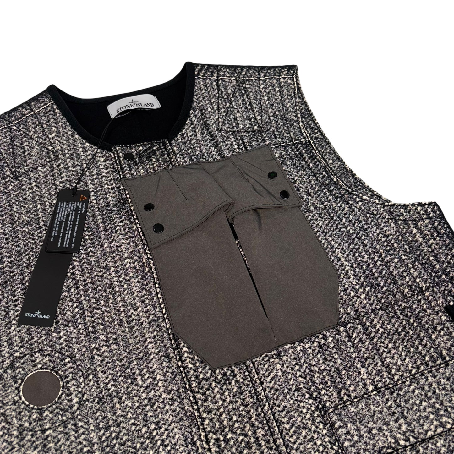 Stone Island Black Needle Punched Reflective Gilet