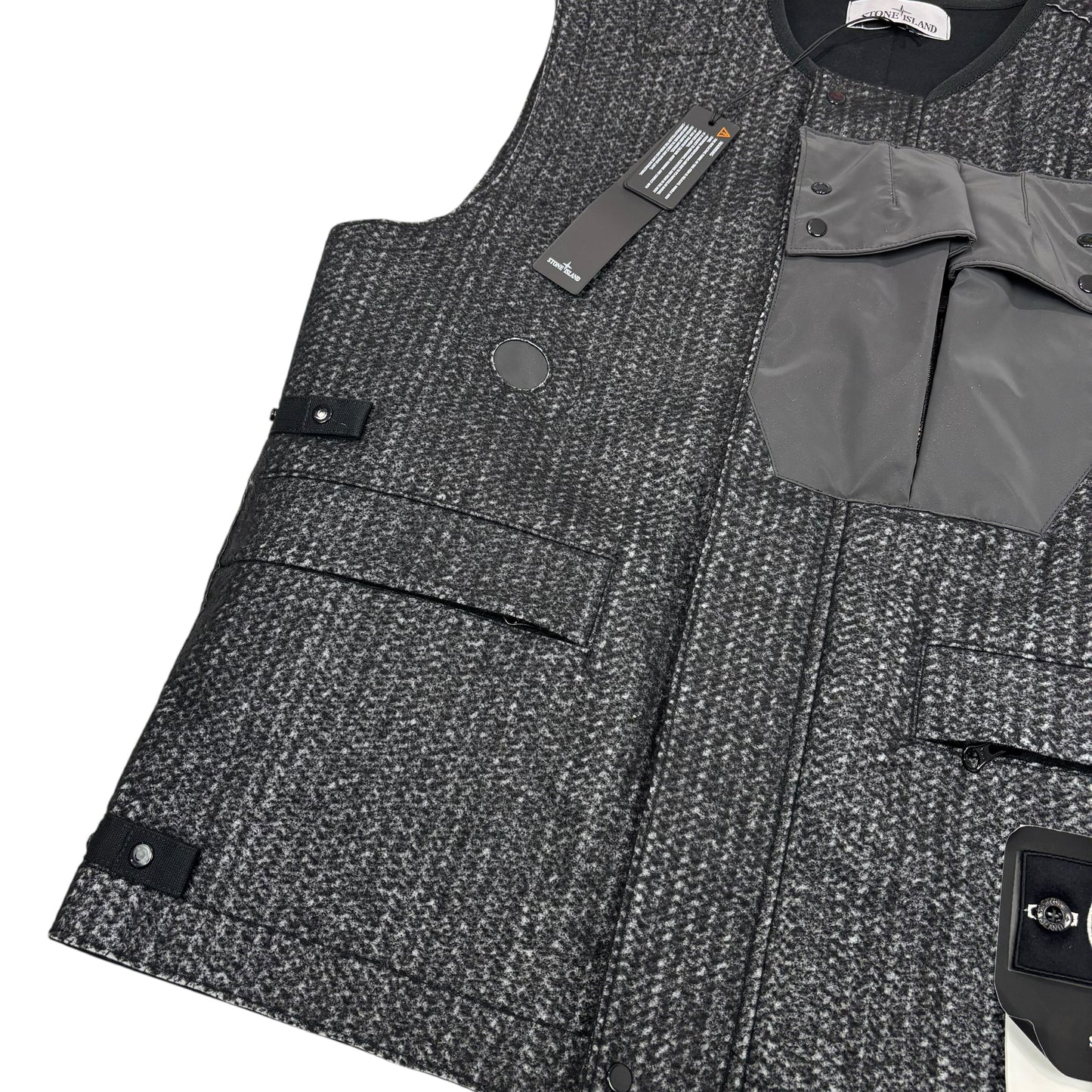 Stone Island Black Needle Punched Reflective Gilet