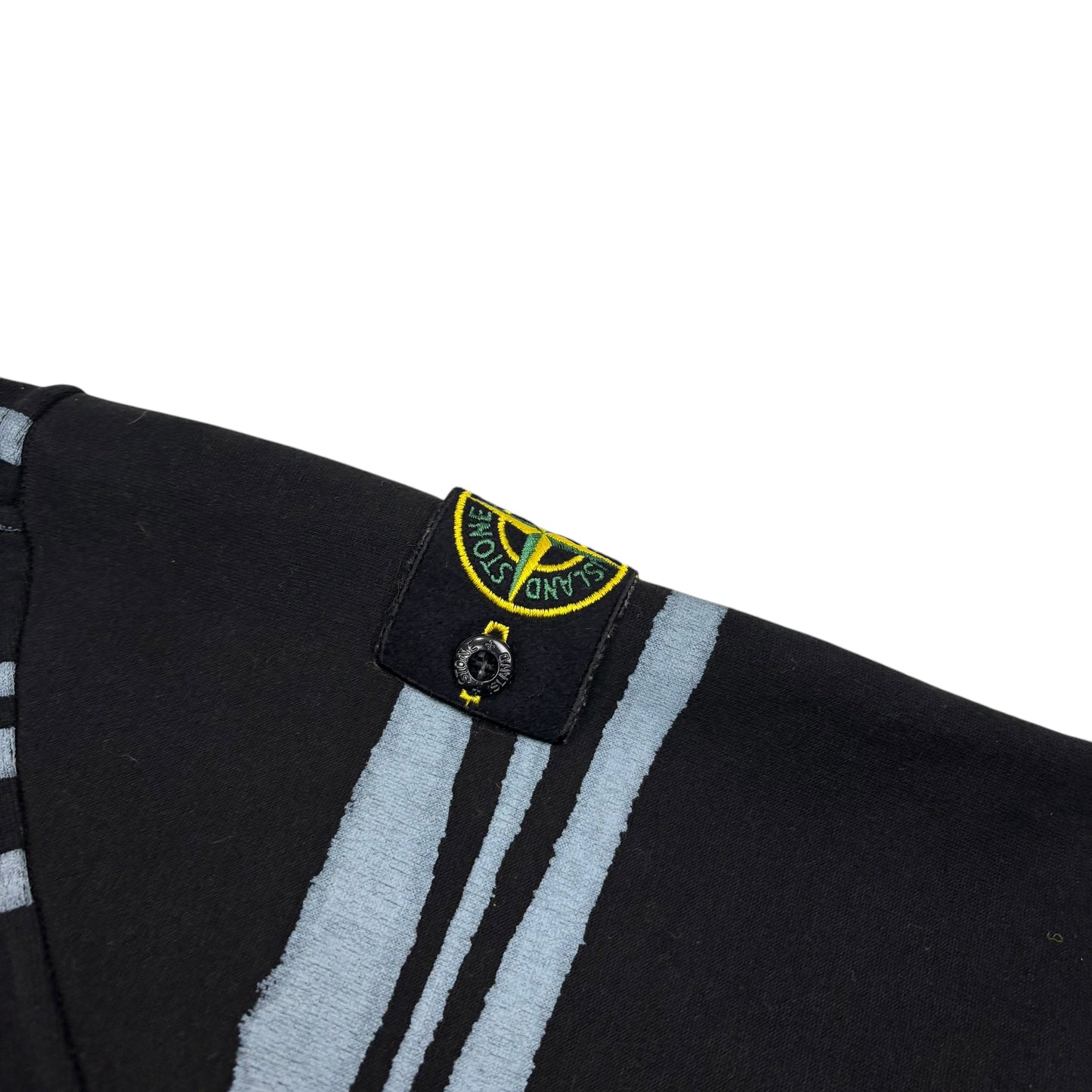 Stone Island x Supreme Black Striped Compass-Patch Logo Embroidery Hoodie