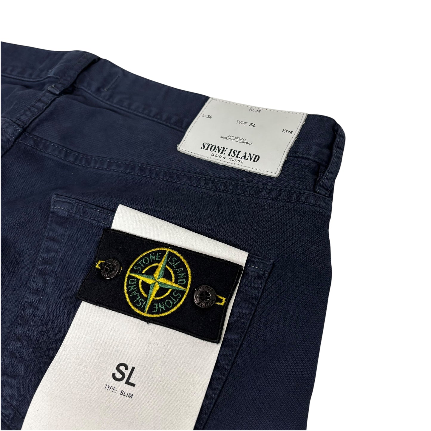 Stone Island Navy Blue Brushed Cotton Type-SL Compass Patch Jeans