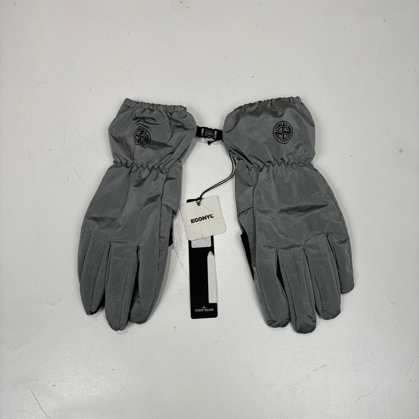 Stone Island Silver Nylon Metal Gloves