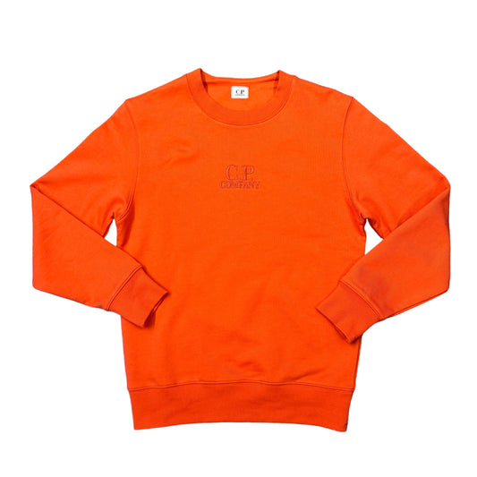 CP Company Orange embroidered-Logo Crew Neck Jumper