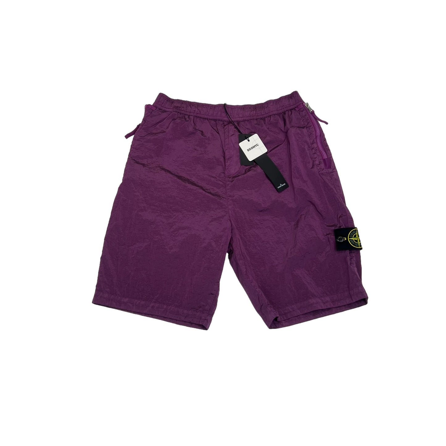 Stone Island Purple Patch-Logo Nylon Metal in Econyl Regenerated Nylon Shorts