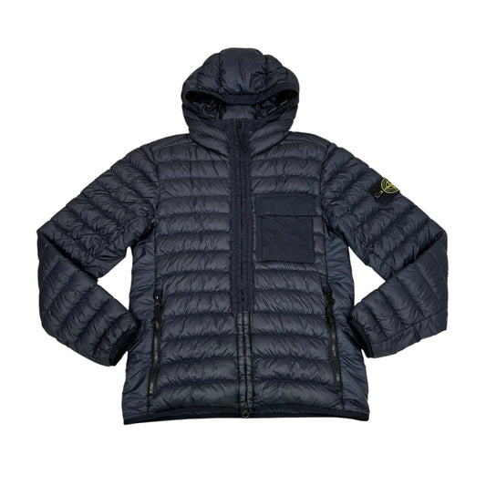 Stone Island Navy Blue Garment Dyed Micro Yarn Down Jacket