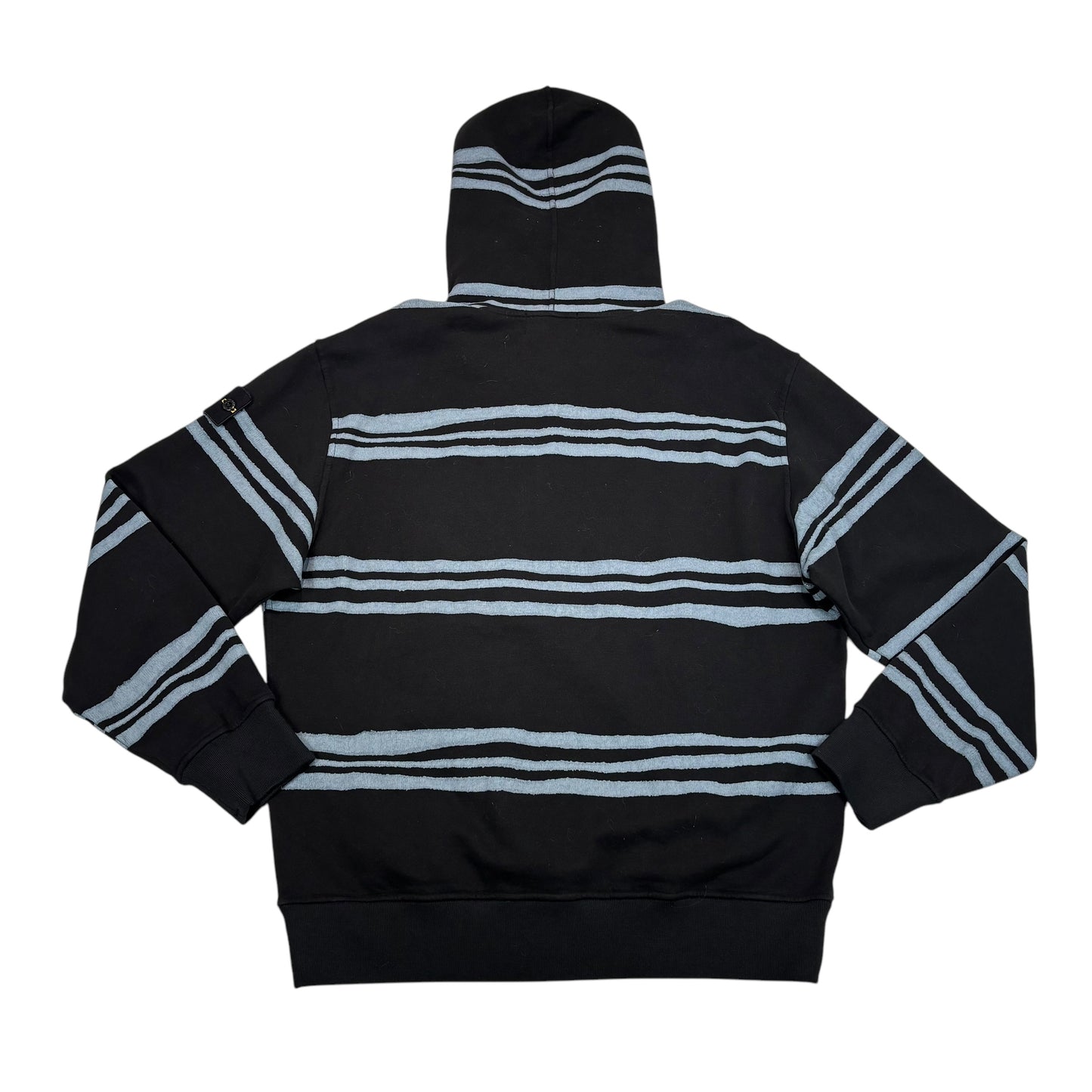 Stone Island x Supreme Black Striped Compass-Patch Logo Embroidery Hoodie