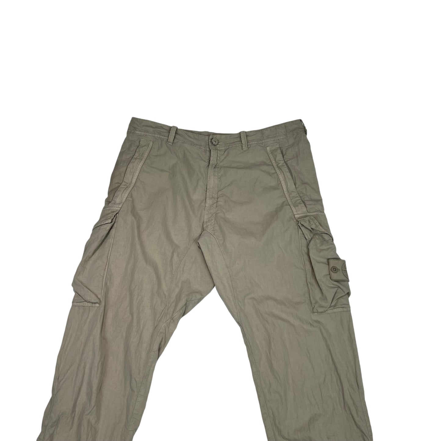 Stone Island Cream Ghost Resin Cotton Cargo Trousers