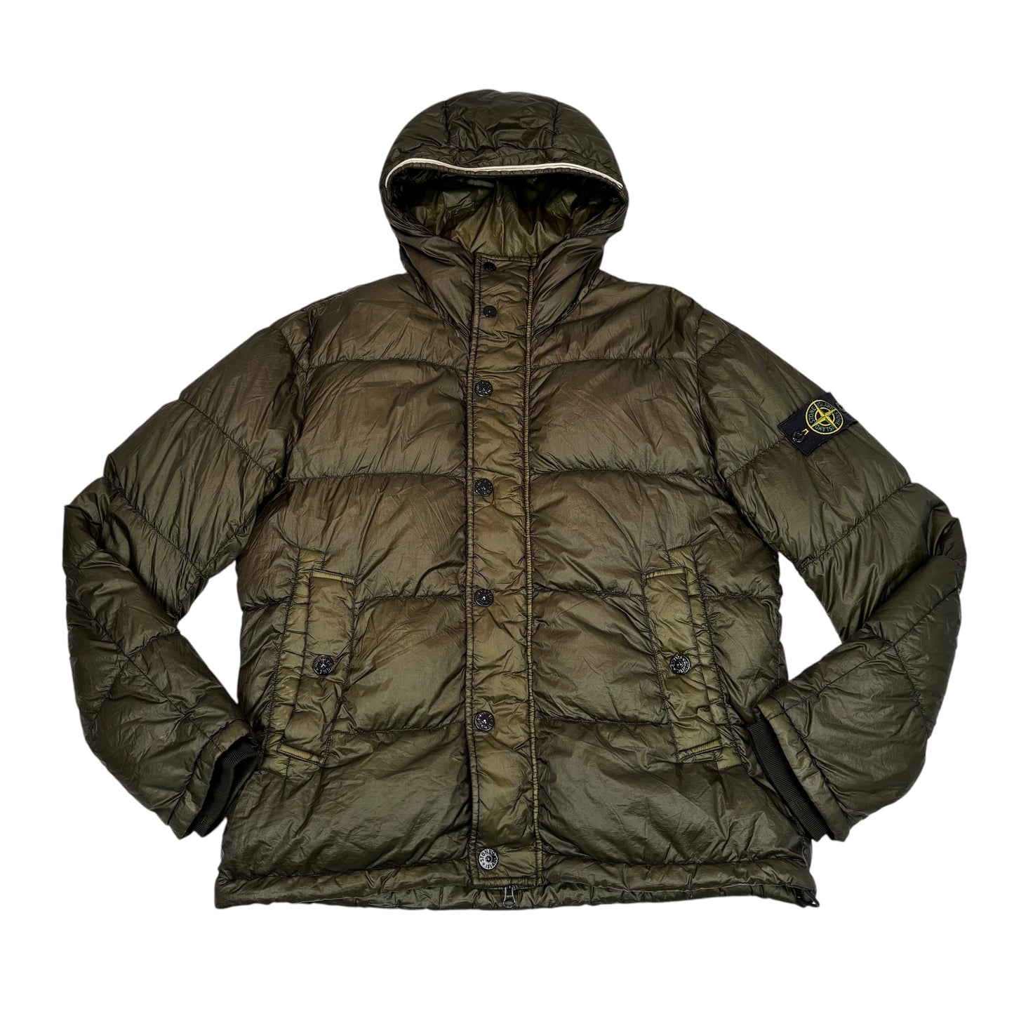 Stone Island Green Garment Dyed Down_26 GR X SQM_N Puffer Coat