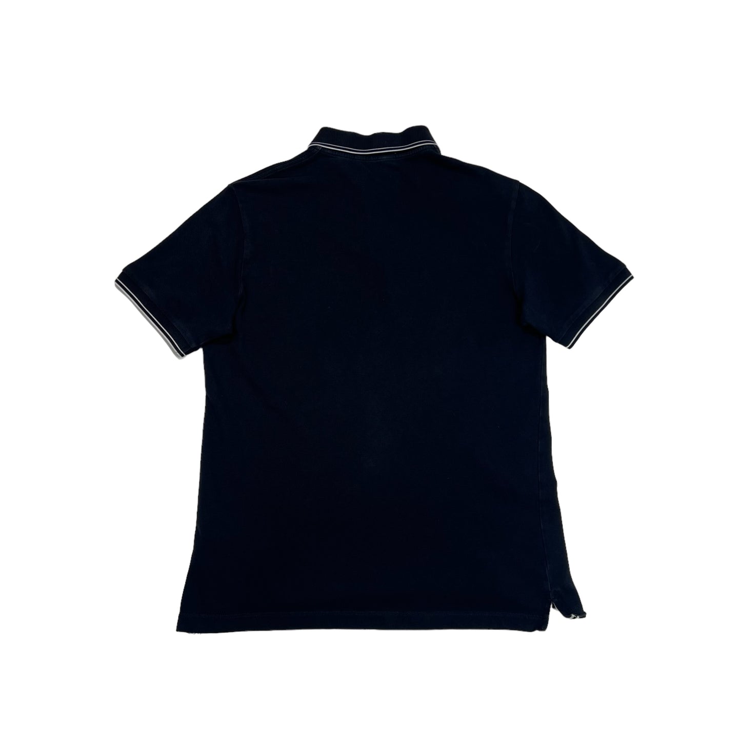 Stone Island Navy Blue Patch Logo Striped Polo TShirt