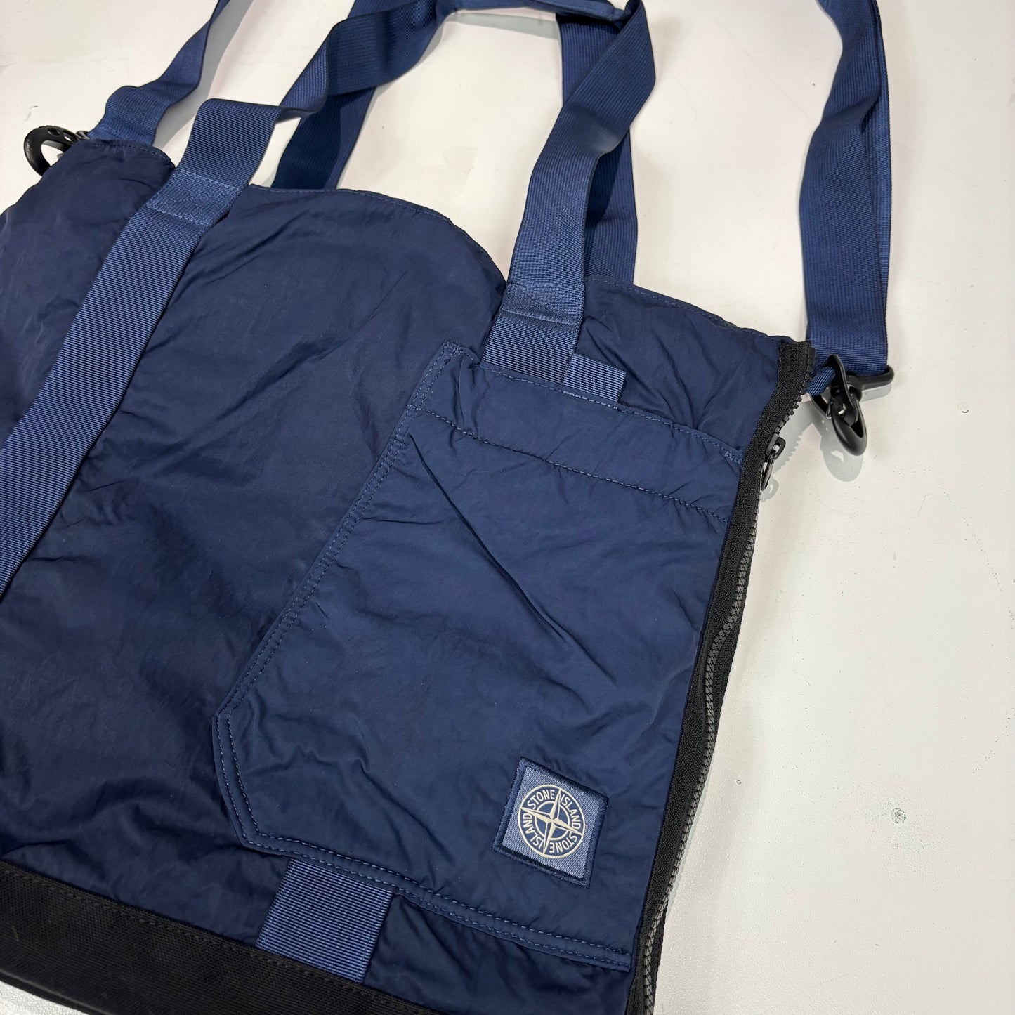 Stone Island Navy Blue Medium Tote Bag