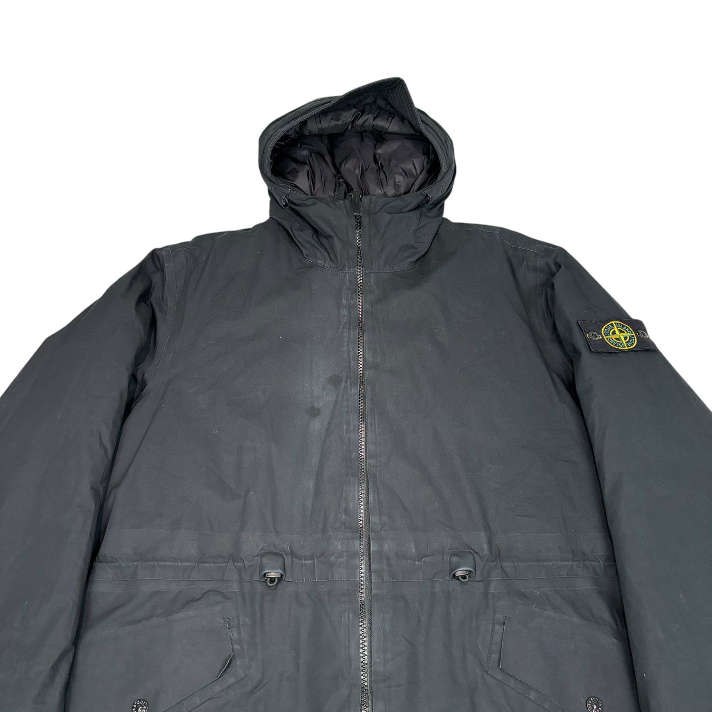 Stone Island Black Water Repellent Supima Cotton with Primaloft Insulation Technology Coat