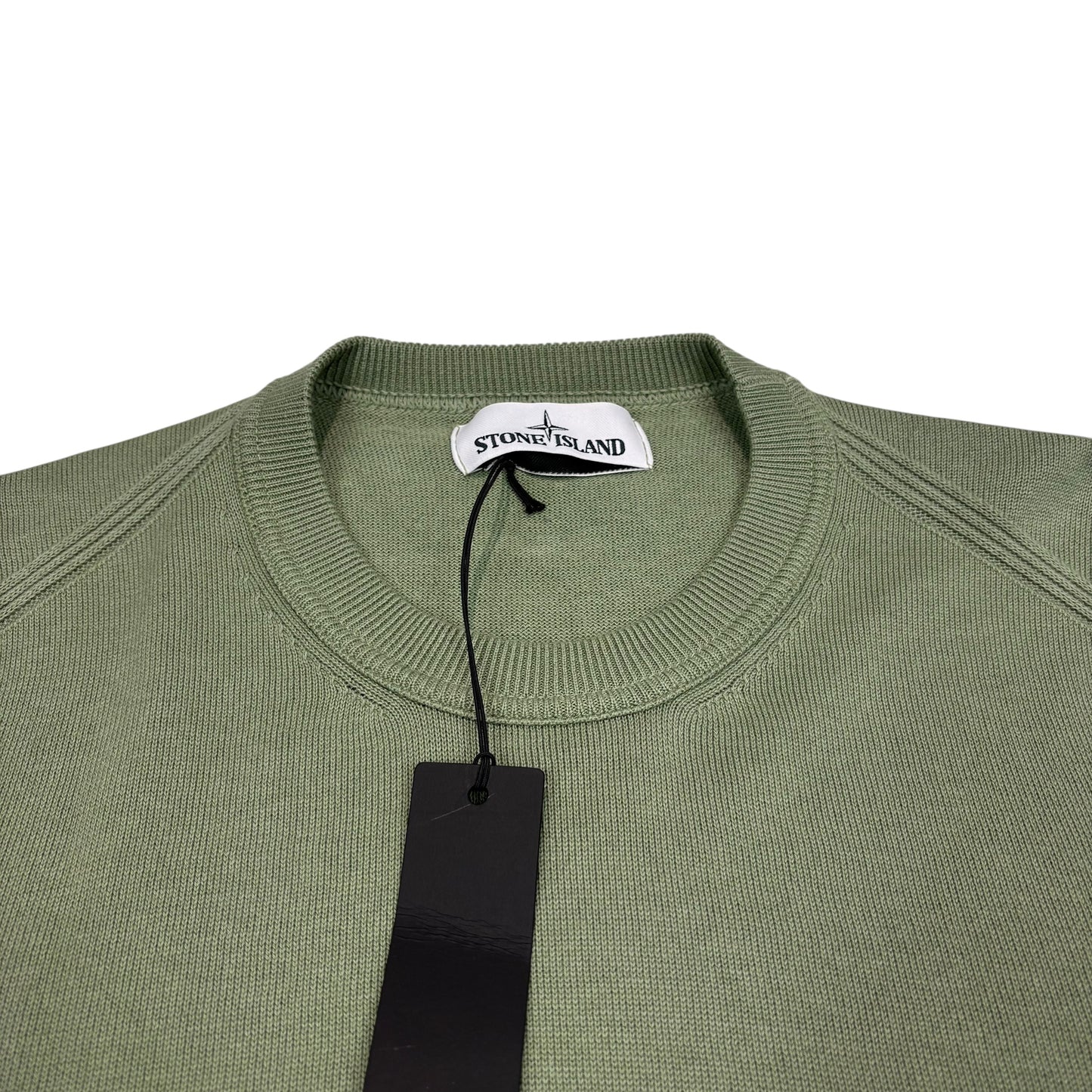 Stone Island Green Lightweight Cotton Compass Patch Crewneck Jumper