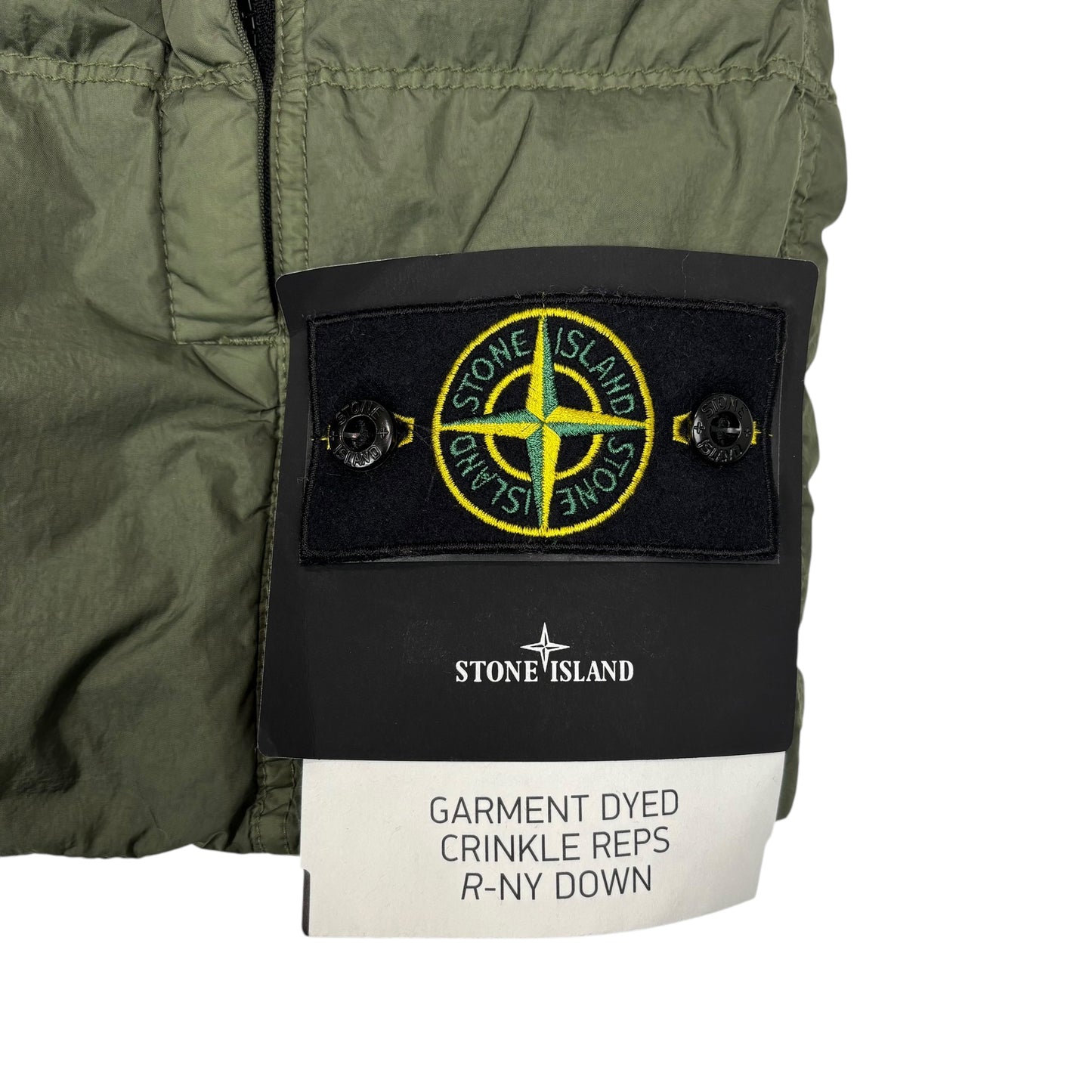 Stone Island Green Garment Dyed Crinkle Reps R-NY Down Gilet