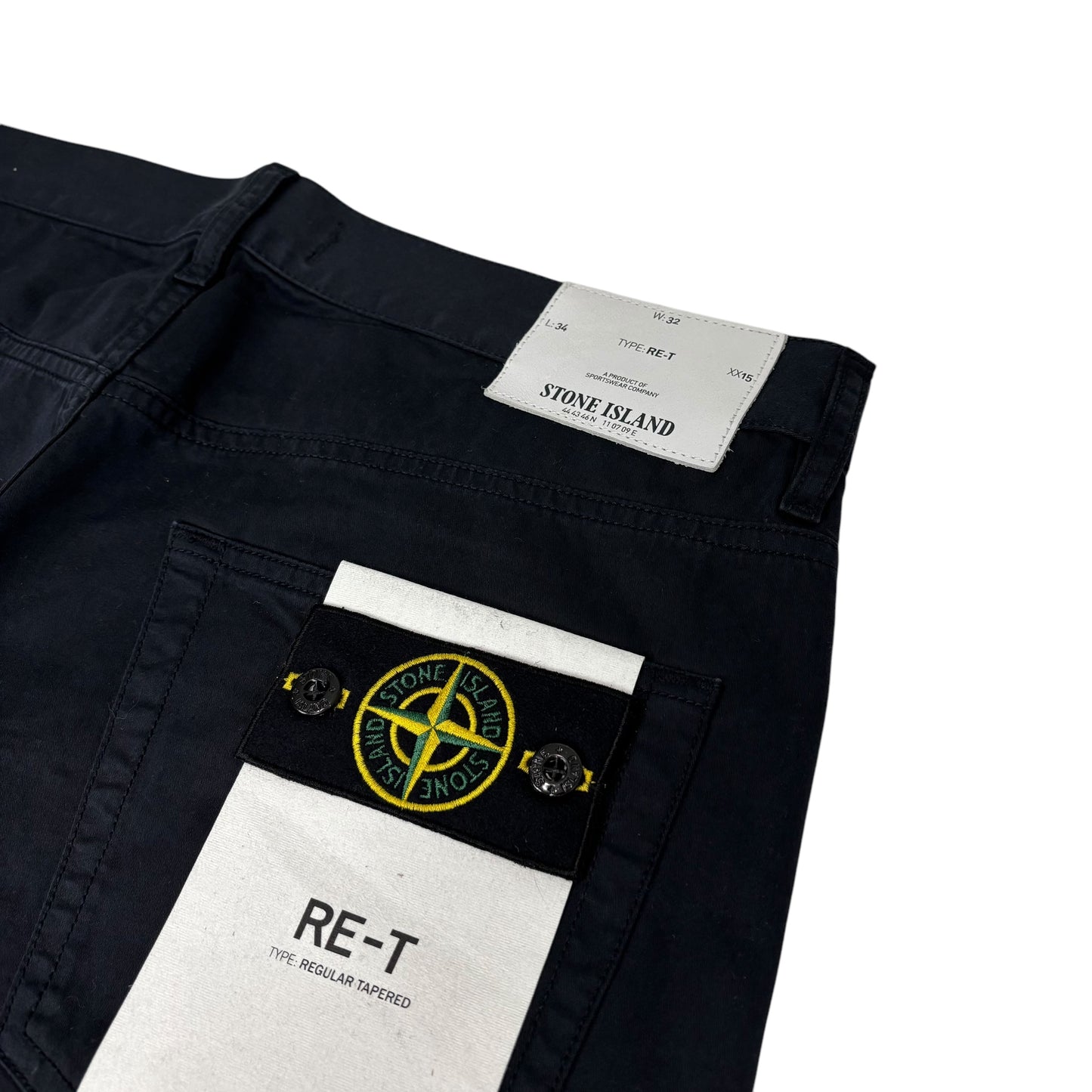 Stone Island Black Brushed Cotton Type RE-T Compass Patch Jeans