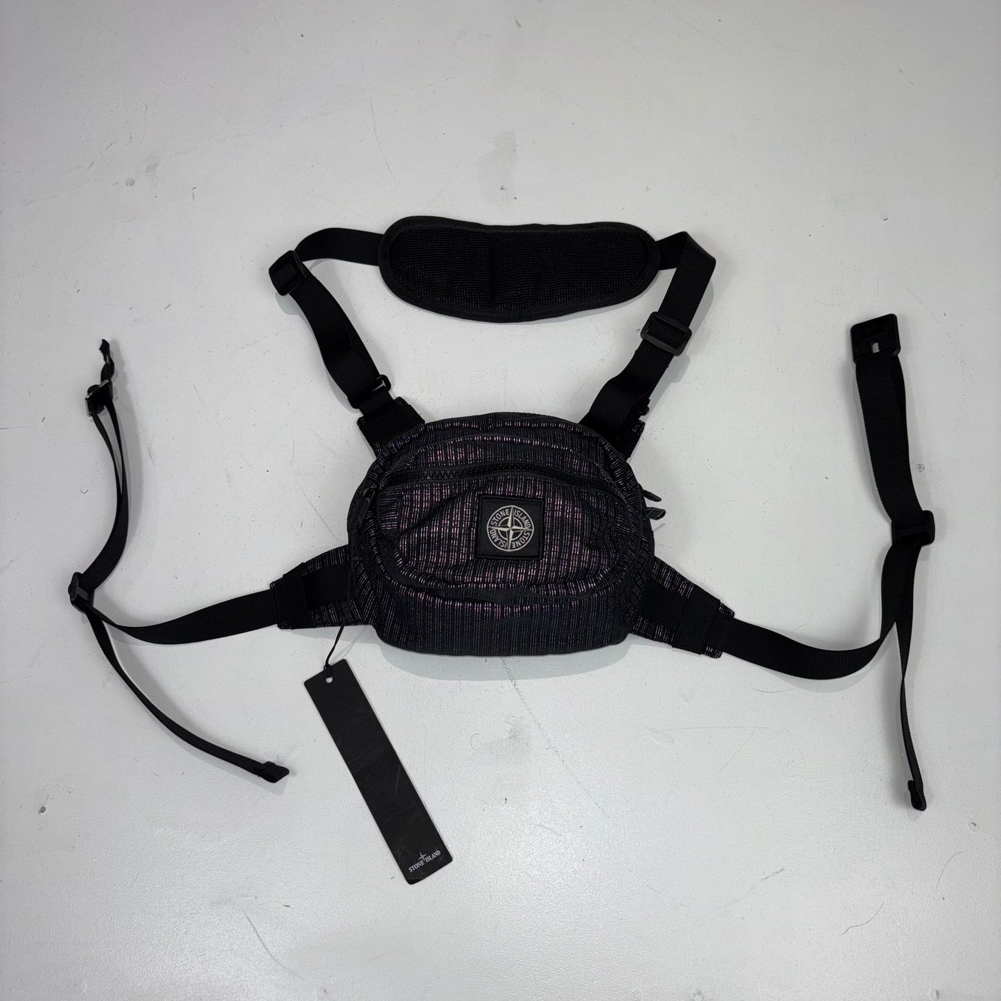 Stone Island Black Reflective Overhead Chest Bag