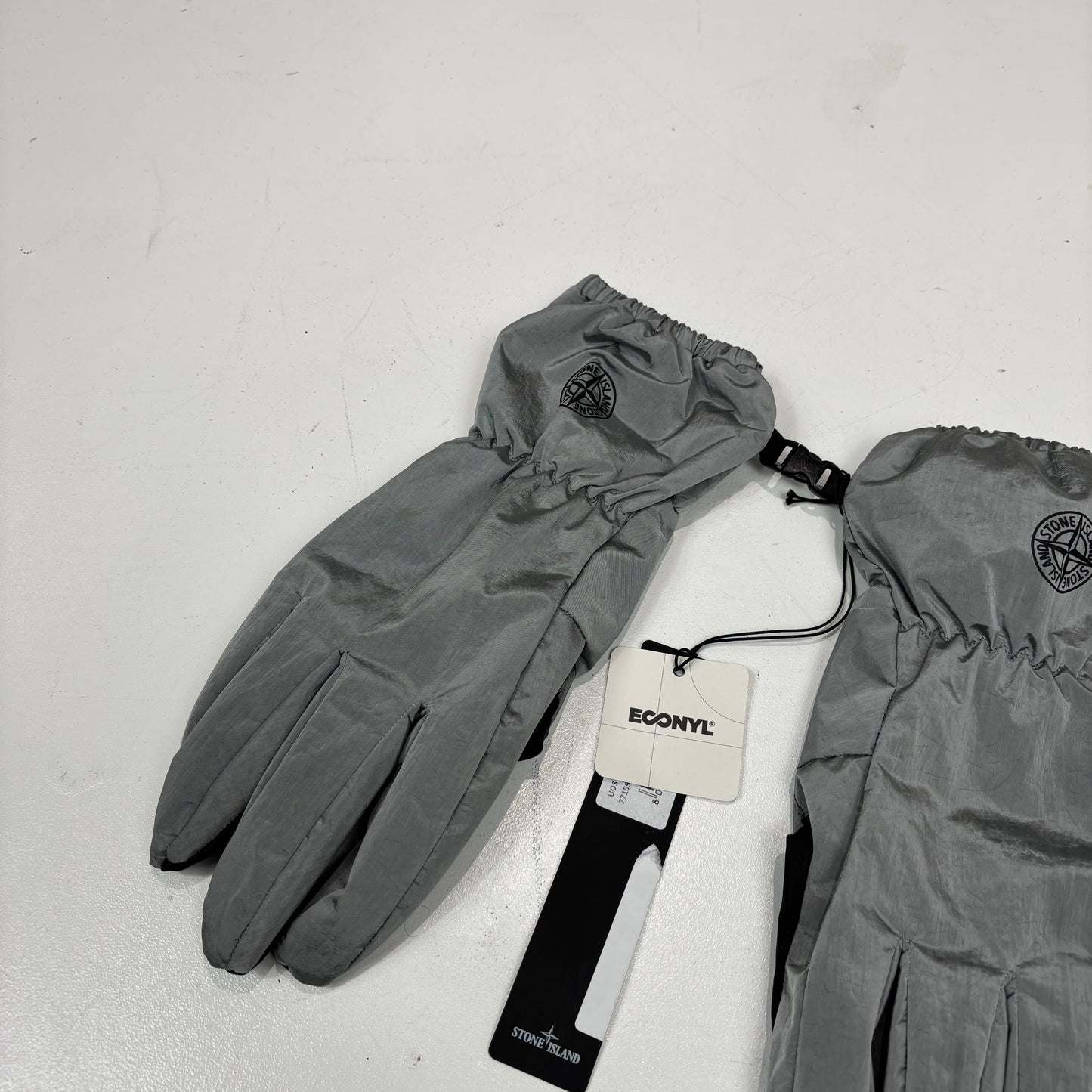 Stone Island Silver Nylon Metal Gloves