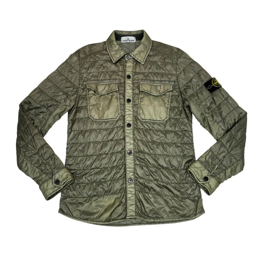 Stone Island Green Loom Woven Puffer Overshirt Jacket