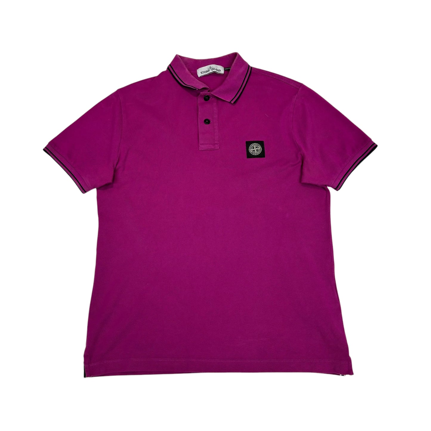 Stone Island Pink Box Logo Striped Polo Shirt