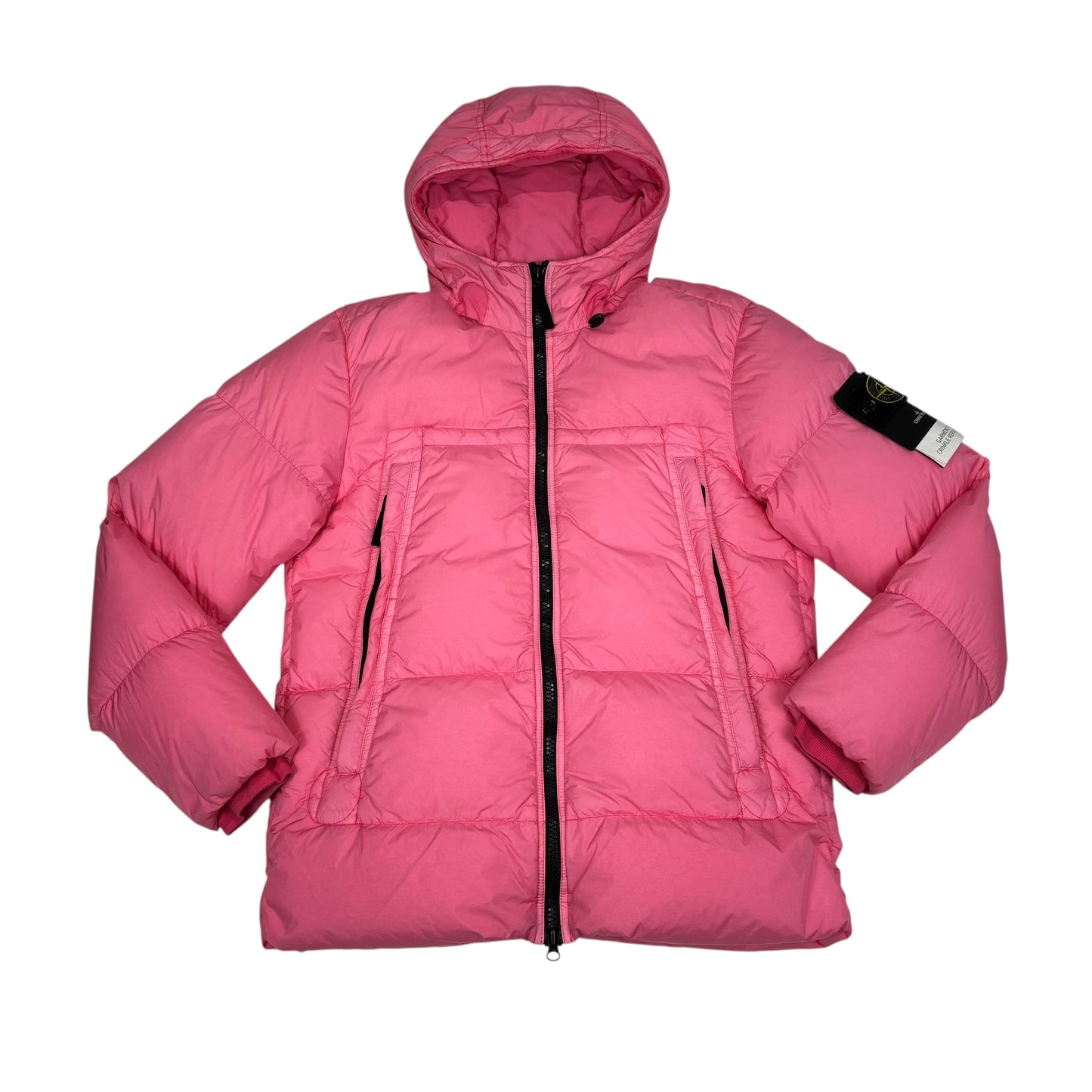 Stone Island Pastel Pink Garment Dyed Crinkle Reps NY Down Puffer Coat