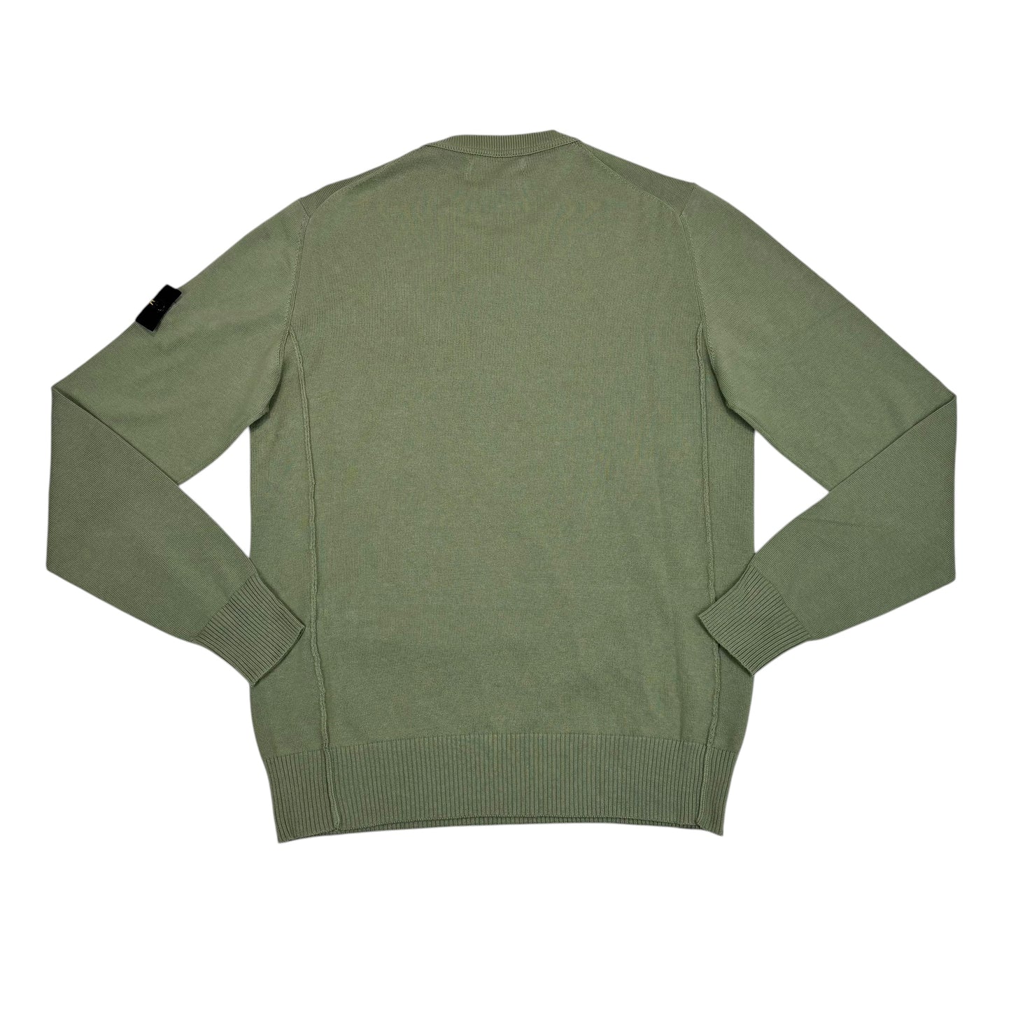 Stone Island Green Lightweight Cotton Compass Patch Crewneck Jumper