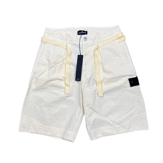 Stone Island Cream Shadow Project Compass Patch Oversized Chino Shorts