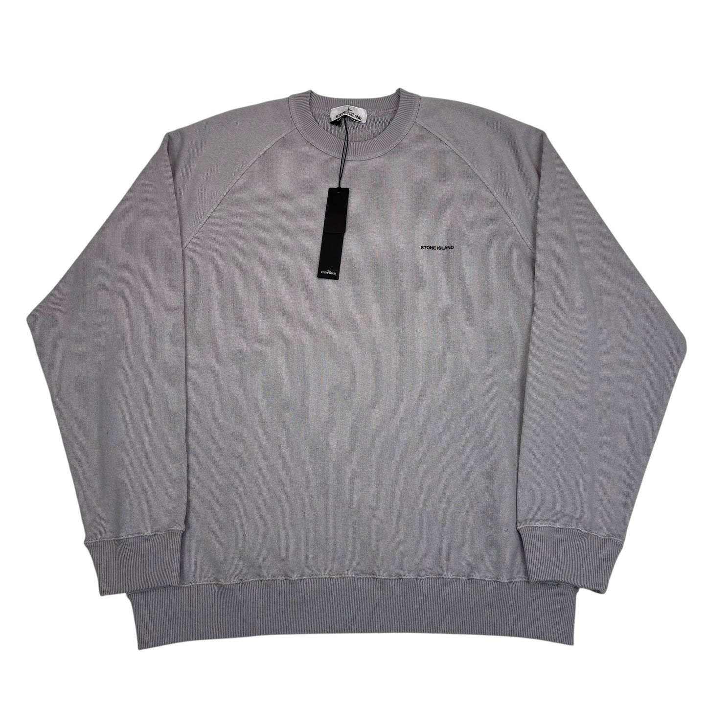 Stone Island Grey Logo-Appliqué Spell Out Thick Cotton Crewneck Jumper