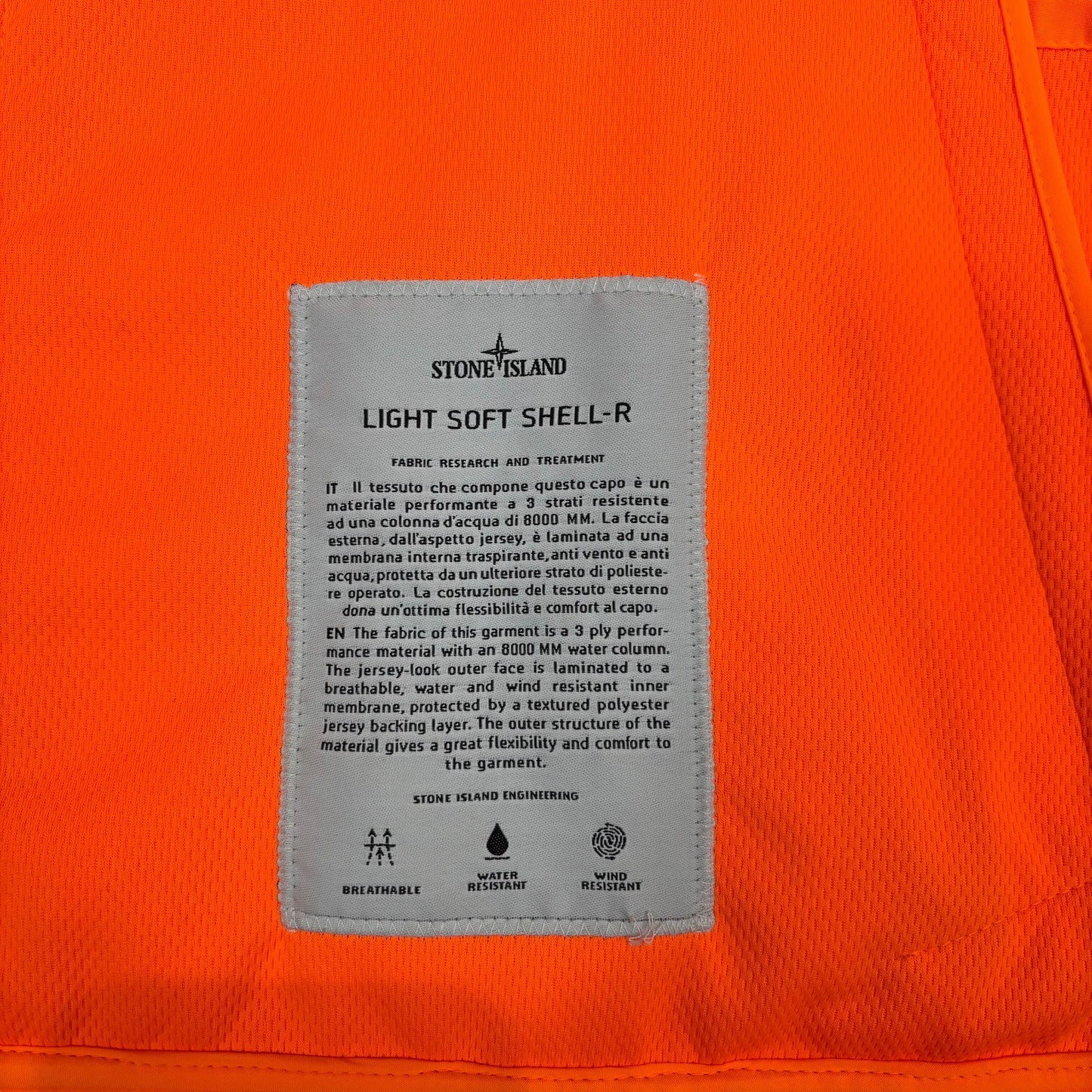 Stone Island Orange Light Soft Shell-R Lightweight Jacket