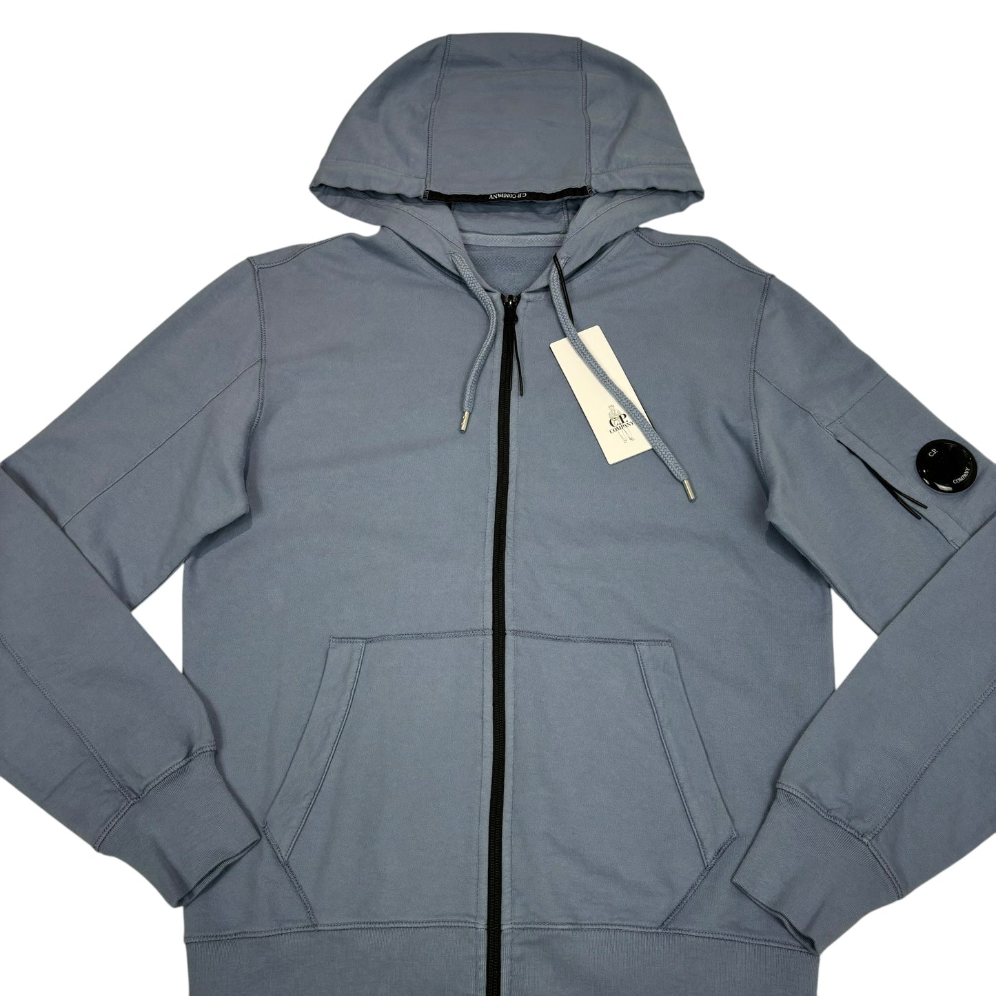 CP Company Light Blue Single Goggle Zip Up Hoodie