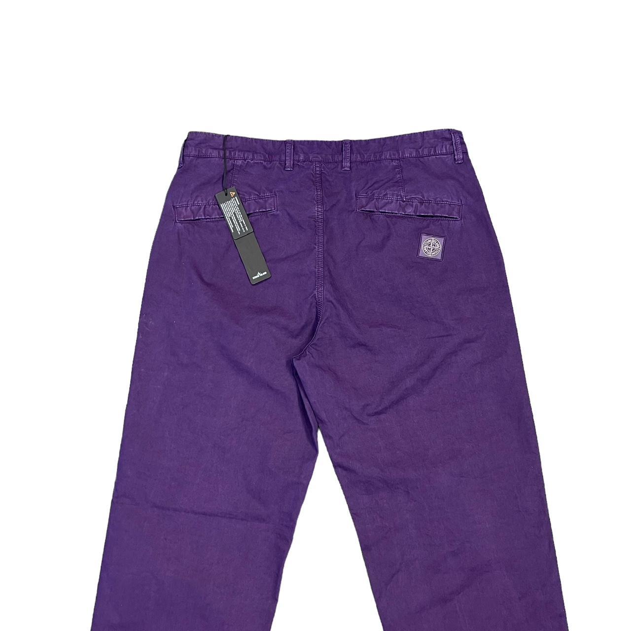 Stone Island Purple Brushed Cotton Canvas Chino Trousers