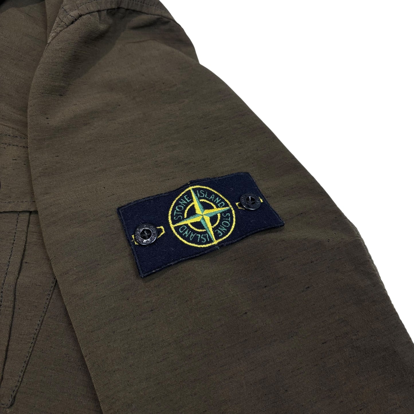 Stone Island Green Polyester Shantung Single Pocket Overshirt Jacket