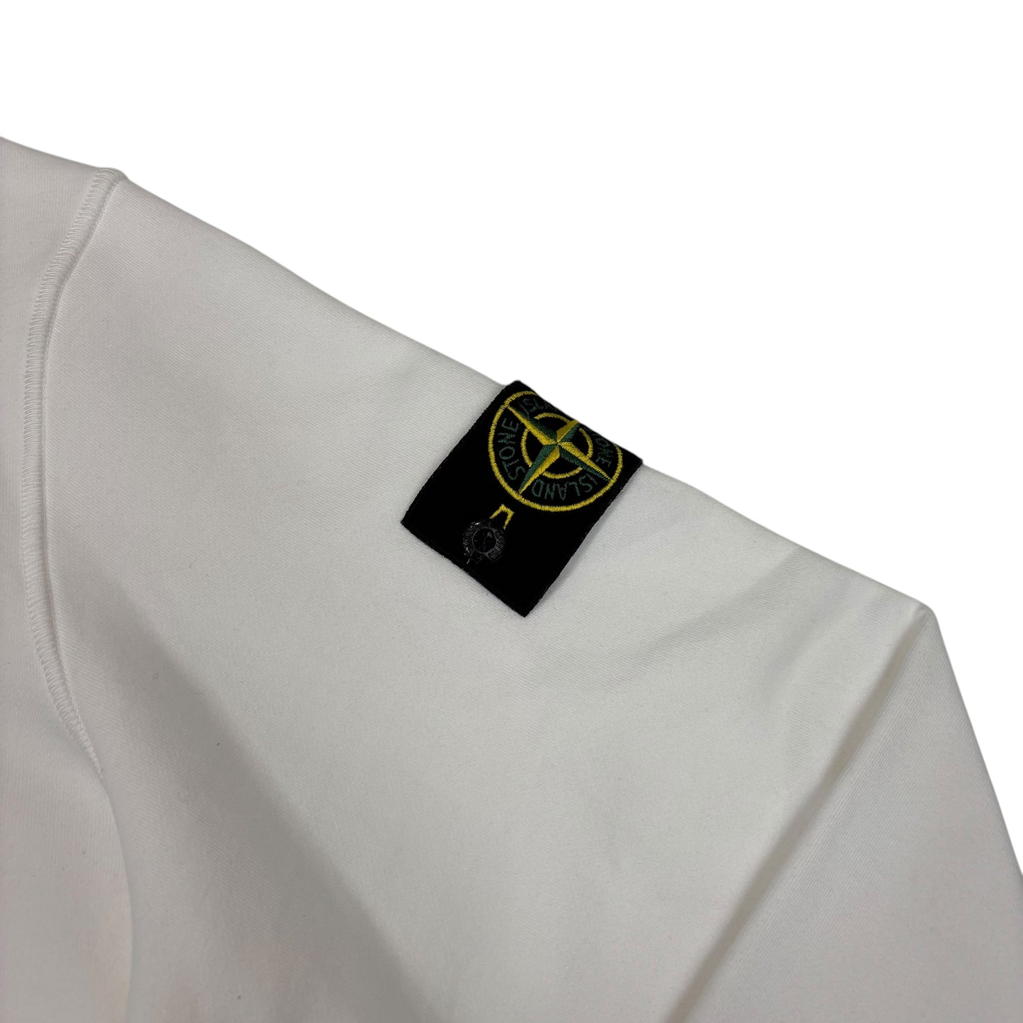 Stone Island White Compass Patch Cotton Crewneck Jumper