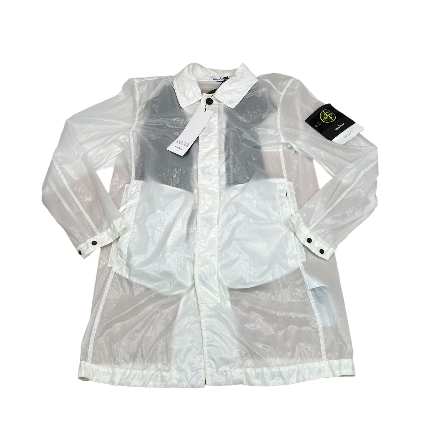 Stone Island White Lucido-TC Packable Polyester Longline Jacket