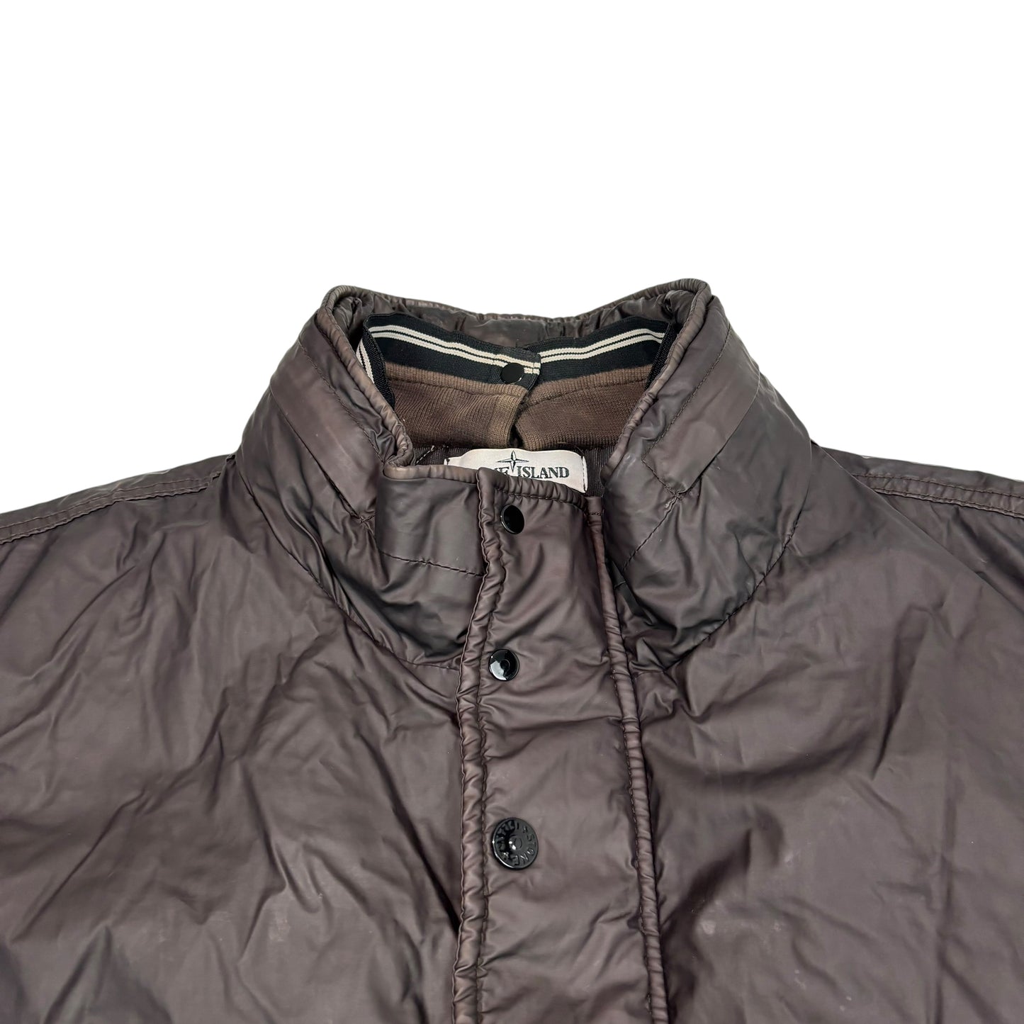 Stone Island Brown Mussola Gommata Compass Patch Coat