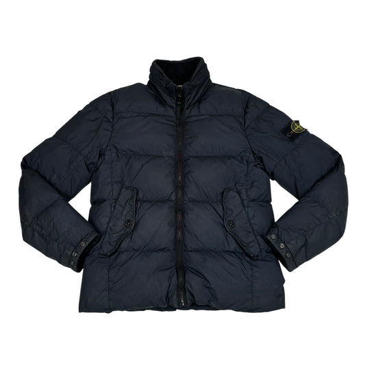 Stone Island Navy Blue Garment Dyed Crinkle Reps NY Down With Hidden Hood coat