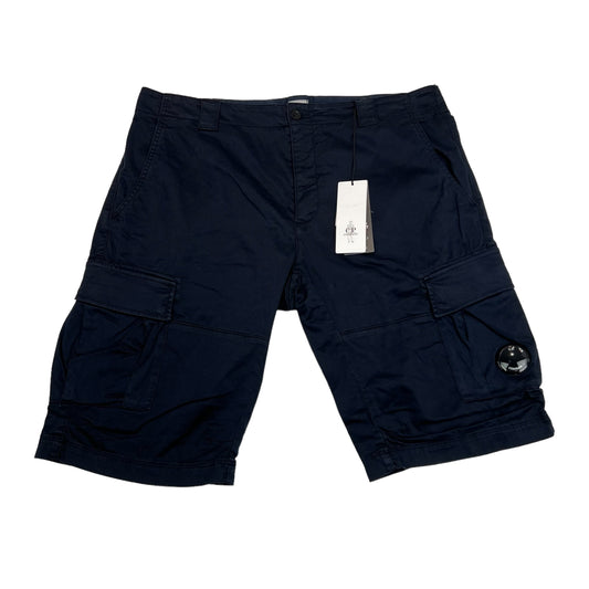 CP Company Navy Blue Classic-Goggle Satin Stretch Cargo Shorts