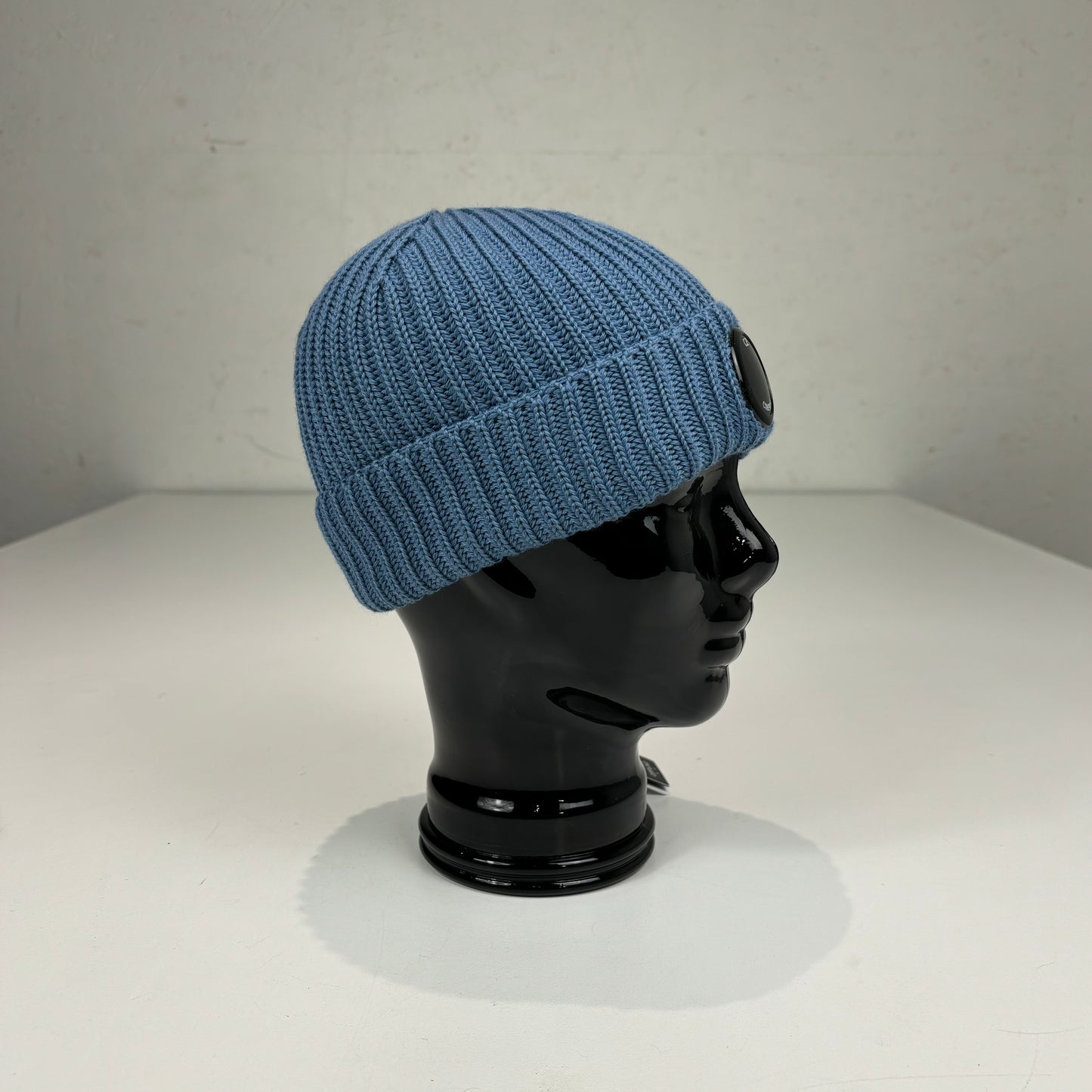 CP Company Riviera Blue Single Goggle Knitted Woollen Beanie