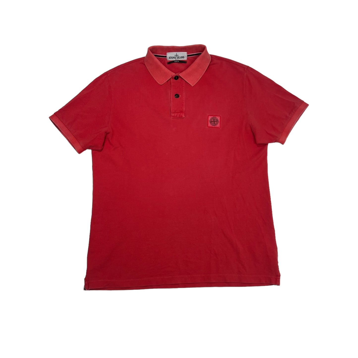 Stone Island Salmon Pink Patch Logo Polo TShirt