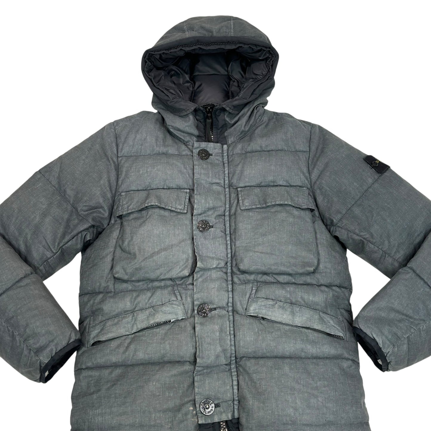 Stone Island Grey Lino Resinato Down-TC Jacket