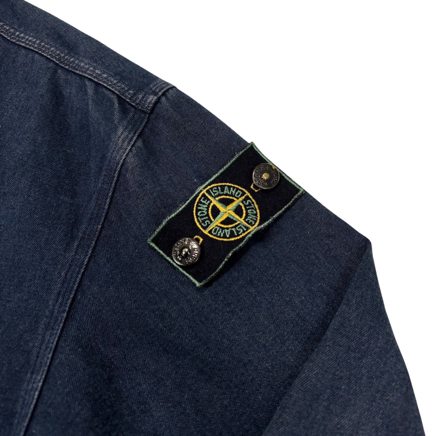 Stone Island Navy Blue Vintage Denim Green Edge Jacket