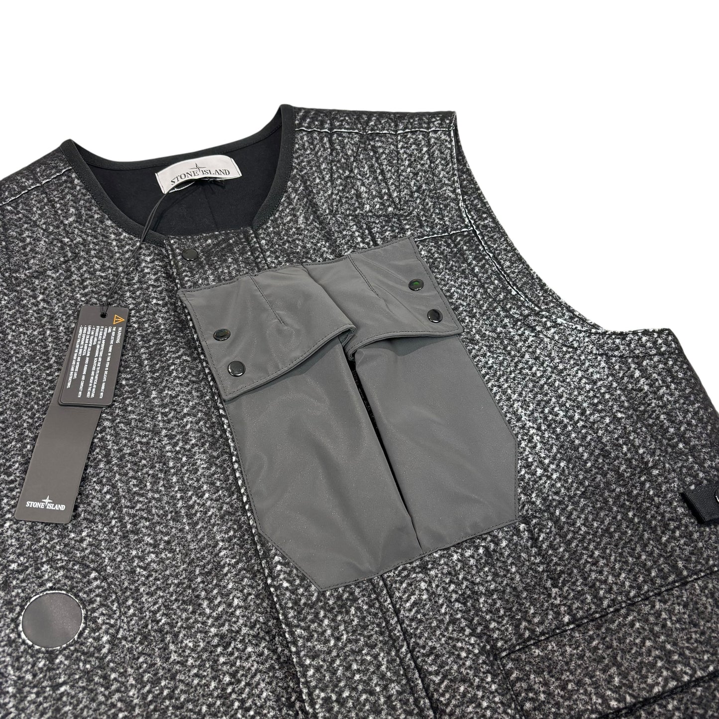 Stone Island Black Needle Punched Reflective Gilet