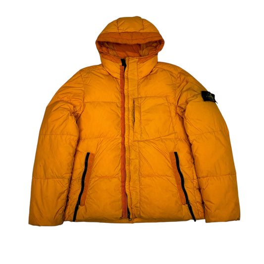 Stone Island Yellow Garment Dyed Crinkle Reps NY Down Jacket