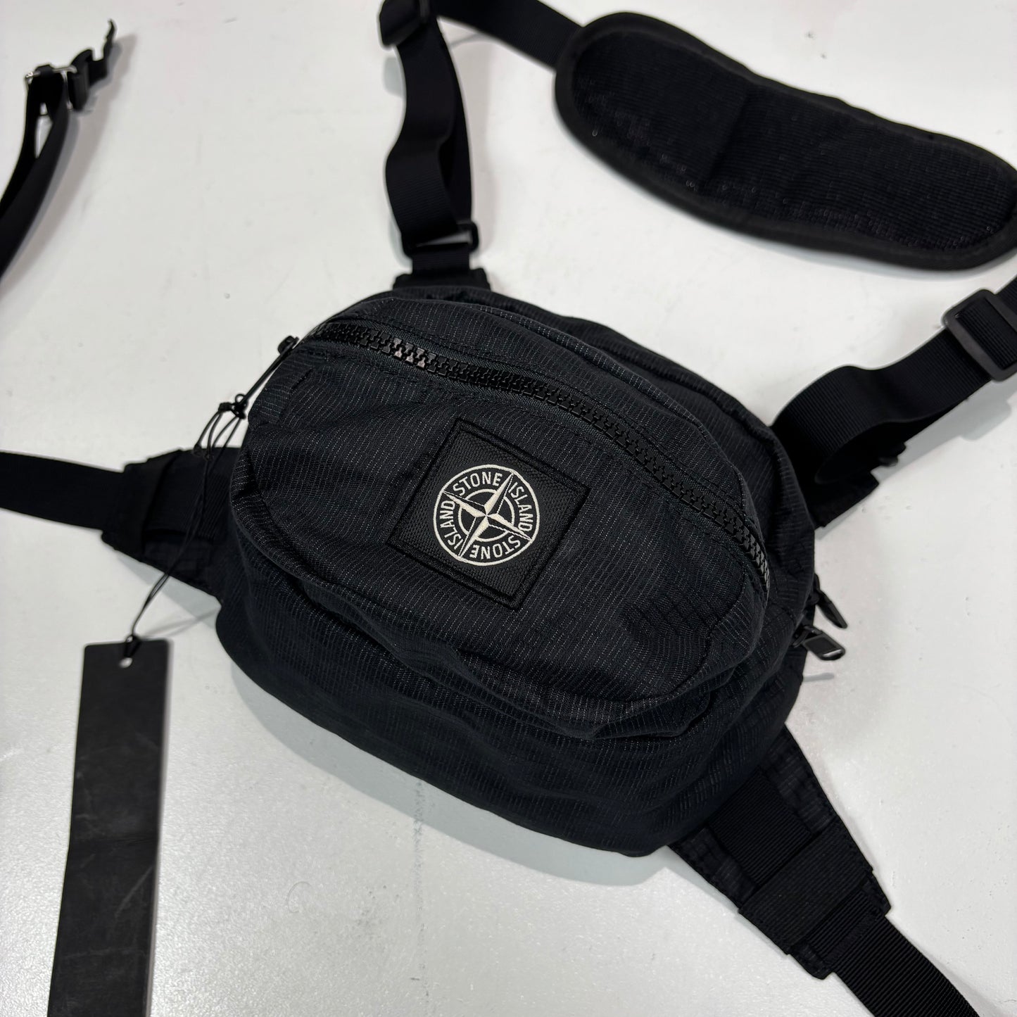 Stone Island Black Reflective Overhead Chest Bag