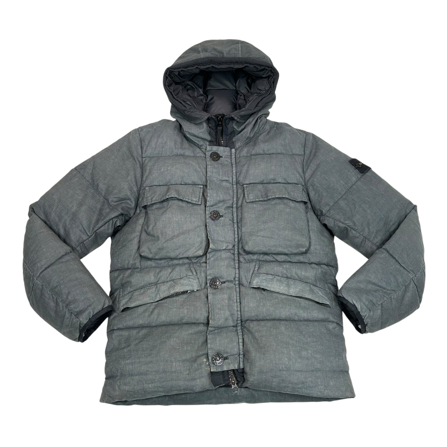 Stone Island Grey Lino Resinato Down-TC Jacket