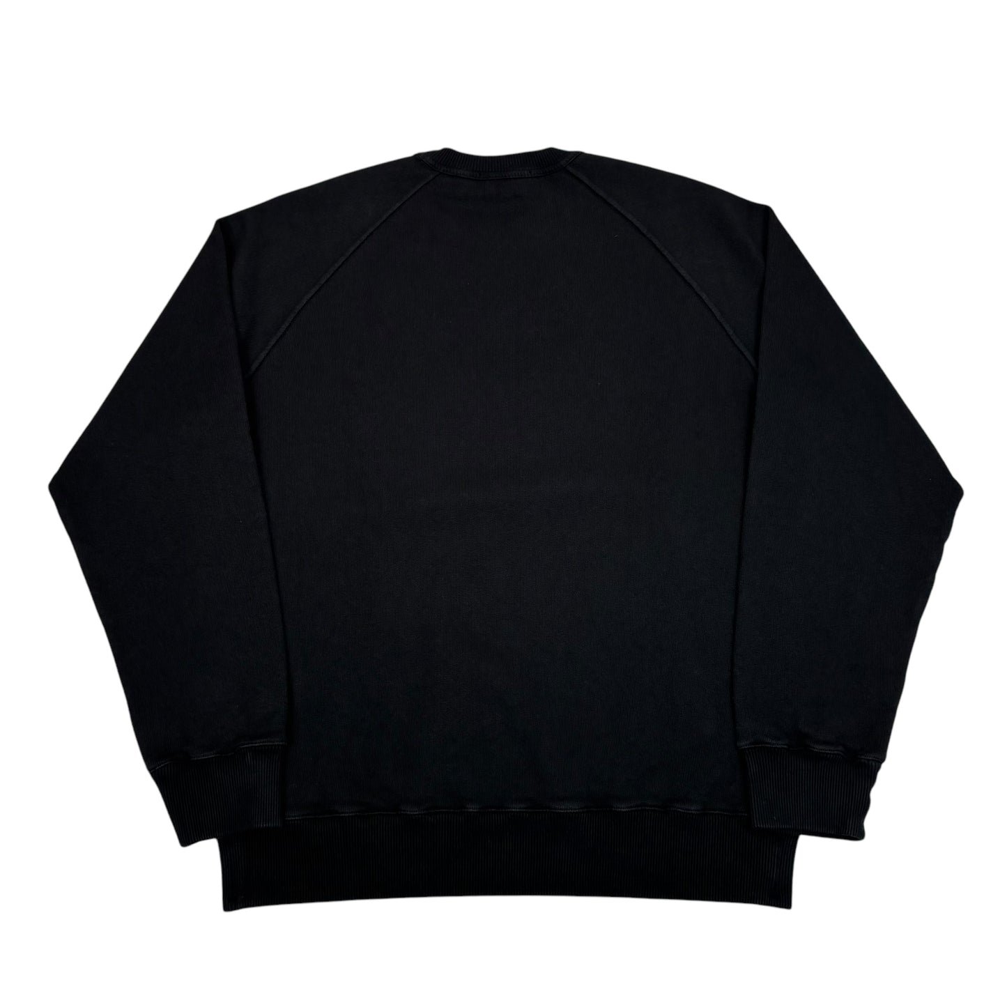 Stone Island Black Logo-Appliqué Spell Out Thick Cotton Crewneck Jumper