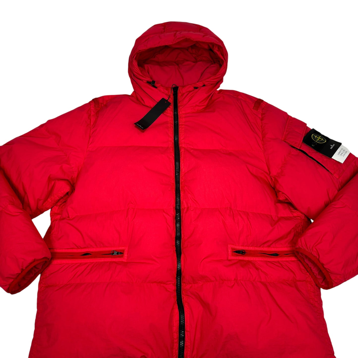 Stone Island Red Garment Dyed Crinkle Reps R-NY Down Coat