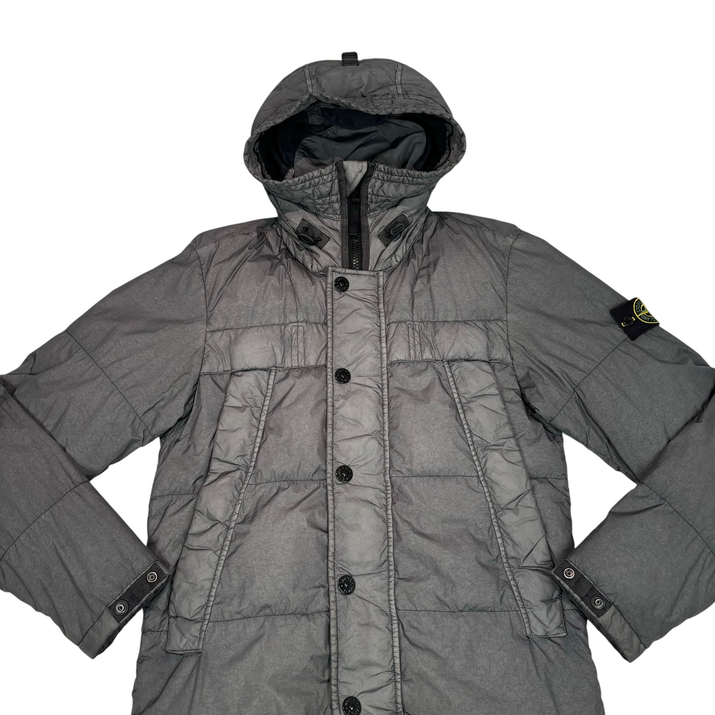 Stone Island Grey Garment Dyed Crinkle Reps NY Down Puffer Jacket