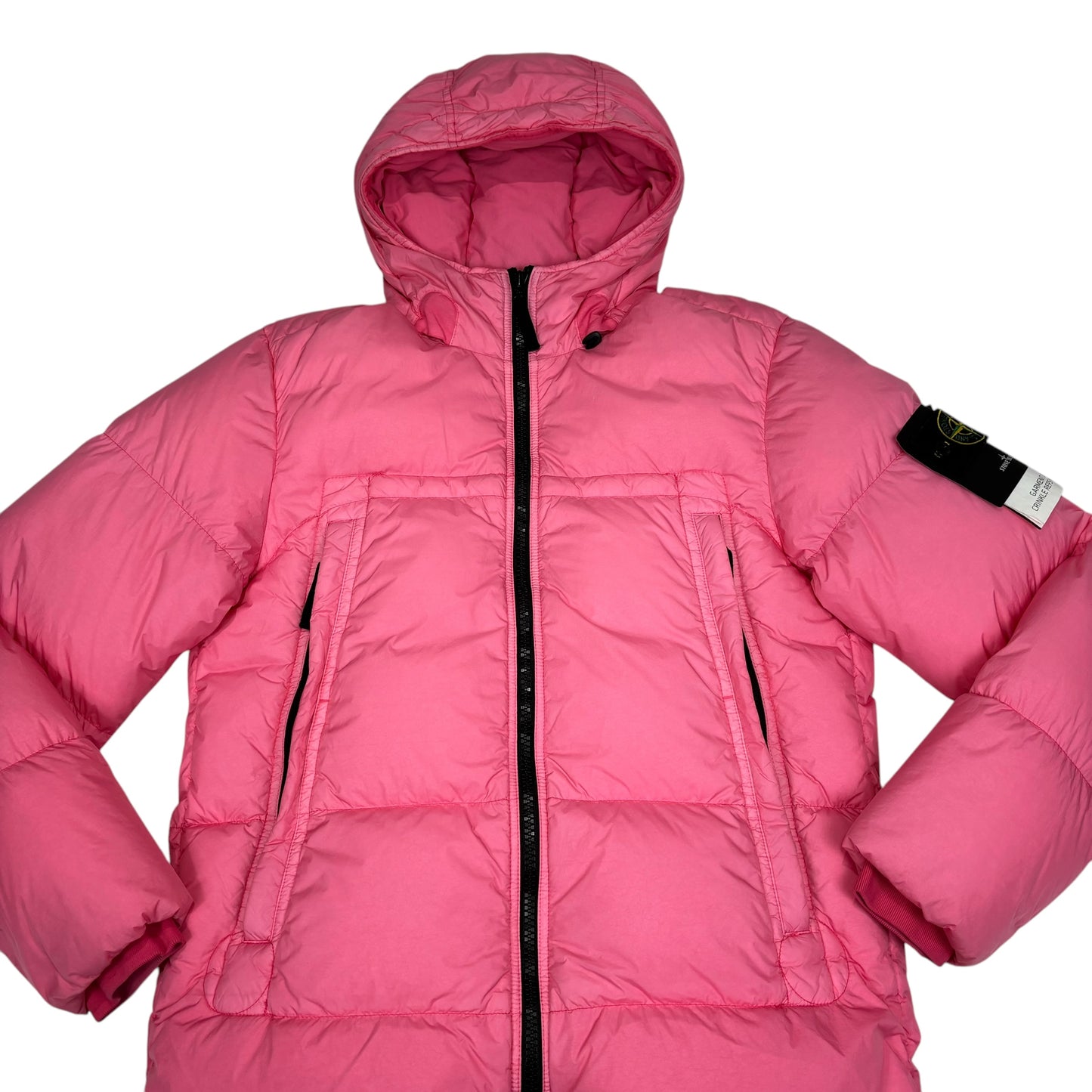 Stone Island Pastel Pink Garment Dyed Crinkle Reps NY Down Puffer Coat