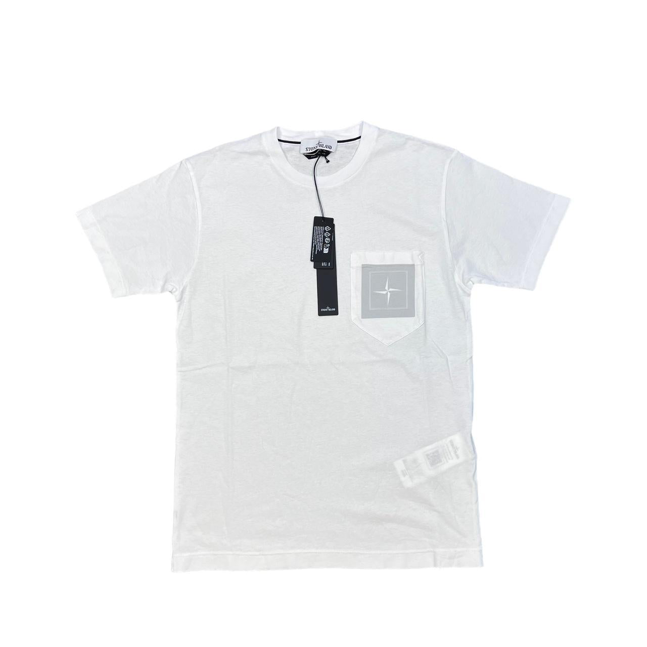 Stone Island White and Grey T-Shirt