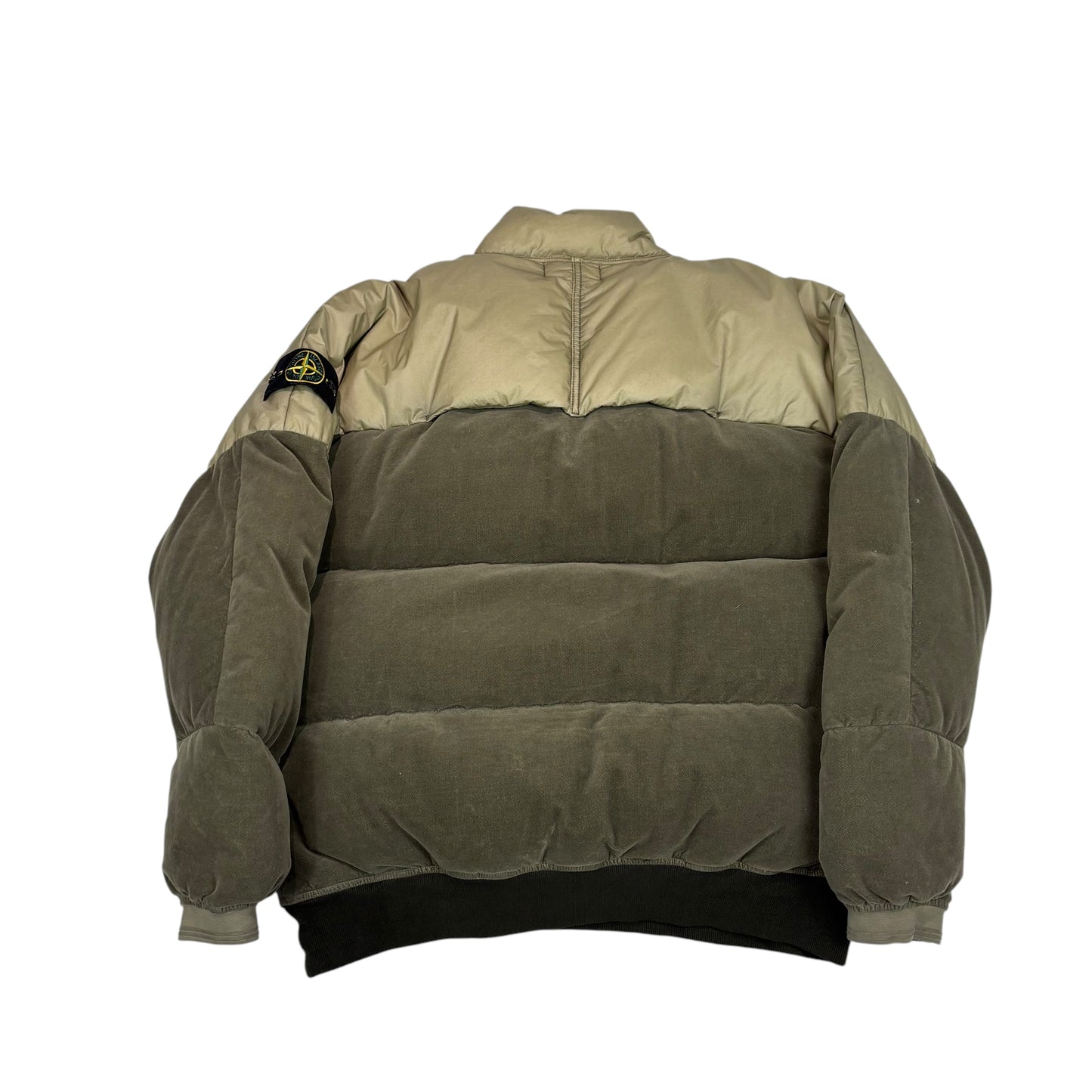 Stone Island Green Cotton Velvet Down-TC with Reverse Lamy Flock Pull Over Jacket